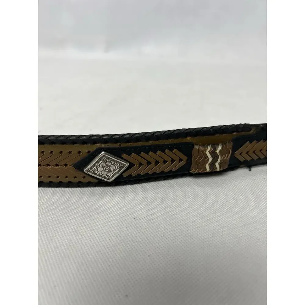VINTAGE CLASSIC WESTERN BELT Genuine LEATHER Silver Plated COWBOY 46